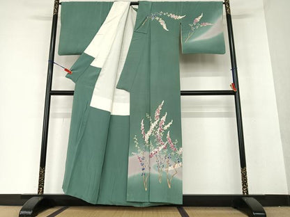 平和屋着物●本加賀友禅作家　梶山伸　訪問着　枝花文　暈し染め　正絹　逸品　AAAY0037zg