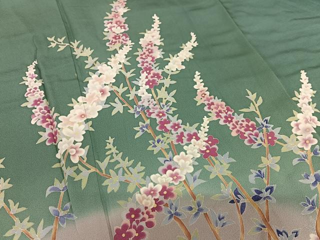 平和屋着物●本加賀友禅作家　梶山伸　訪問着　枝花文　暈し染め　正絹　逸品　AAAY0037zg