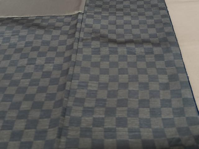 平和屋着物●総刺繍 小紋 藍 花冊子文 正絹 逸品 AAAY0042zg