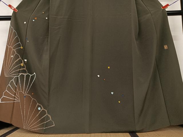 平和屋着物●訪問着 作家物 舞扇文 金彩 正絹 逸品 AAAY0051zg