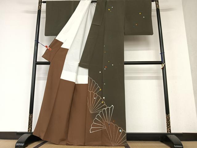 平和屋着物●訪問着 作家物 舞扇文 金彩 正絹 逸品 AAAY0051zg