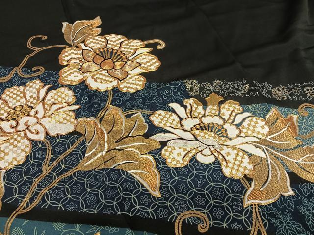 平和屋着物●創業460年・千總 黒留袖 駒刺繍 花唐草文 金彩 高島屋扱い 正絹 逸品 AAAY0052zg