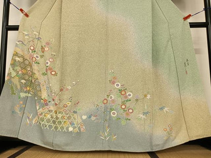 平和屋着物●京友禅の第一人者 松井青々 訪問着 花籬文 暈し染め 金彩 正絹 逸品 AAAY0056zg