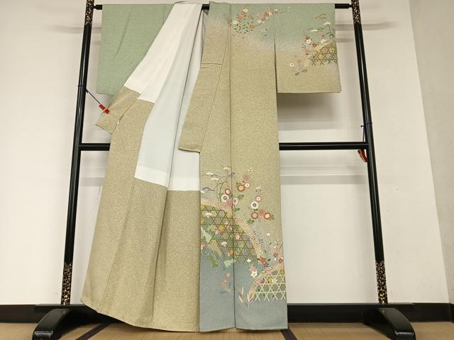 平和屋着物●京友禅の第一人者 松井青々 訪問着 花籬文 暈し染め 金彩 正絹 逸品 AAAY0056zg