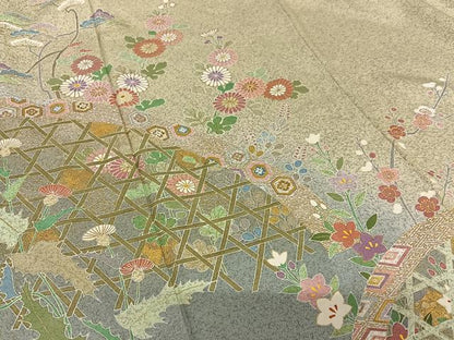 平和屋着物●京友禅の第一人者 松井青々 訪問着 花籬文 暈し染め 金彩 正絹 逸品 AAAY0056zg
