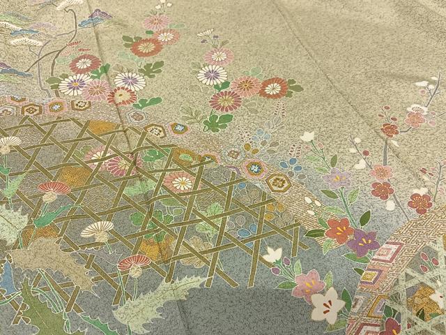 平和屋着物●京友禅の第一人者 松井青々 訪問着 花籬文 暈し染め 金彩 正絹 逸品 AAAY0056zg