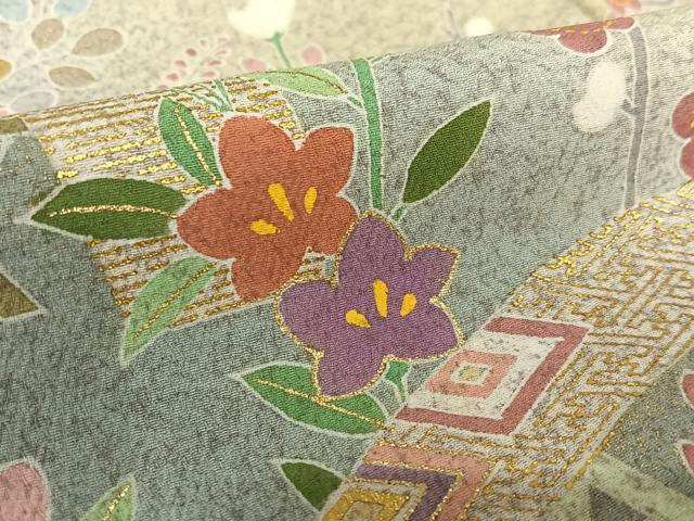 平和屋着物●京友禅の第一人者 松井青々 訪問着 花籬文 暈し染め 金彩 正絹 逸品 AAAY0056zg