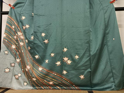 平和屋着物●十日町老舗ブランド 吉澤友禅 吾妻徳穂 訪問着 駒刺繍 橘 金彩 正絹 逸品 AAAY0065zg