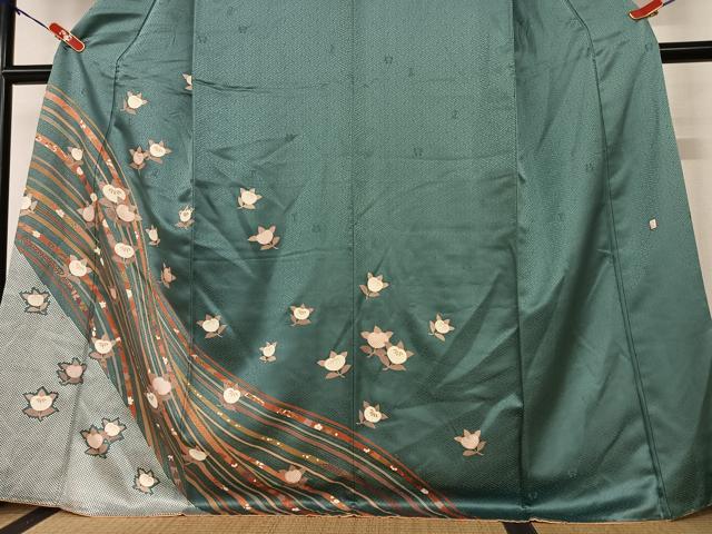 平和屋着物●十日町老舗ブランド 吉澤友禅 吾妻徳穂 訪問着 駒刺繍 橘 金彩 正絹 逸品 AAAY0065zg