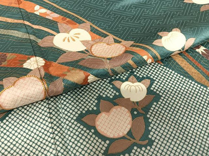 平和屋着物●十日町老舗ブランド 吉澤友禅 吾妻徳穂 訪問着 駒刺繍 橘 金彩 正絹 逸品 AAAY0065zg