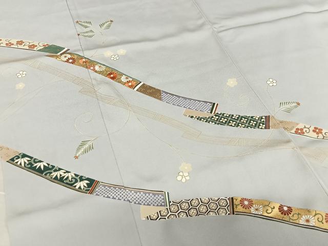 平和屋着物●訪問着 刺繍 草花間道 金彩 正絹 逸品 AAAY0072zg