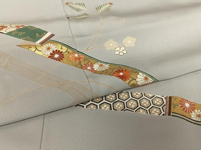 平和屋着物●訪問着 刺繍 草花間道 金彩 正絹 逸品 AAAY0072zg