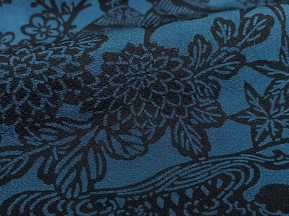 平和屋着物●本藍 小紋 型染め 風景草花文 正絹 逸品 AAAY0077zg