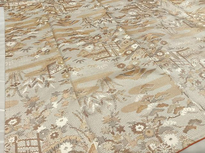 平和屋着物●本場村山大島紬 風景草花文 正絹 逸品 AAAY0081zg