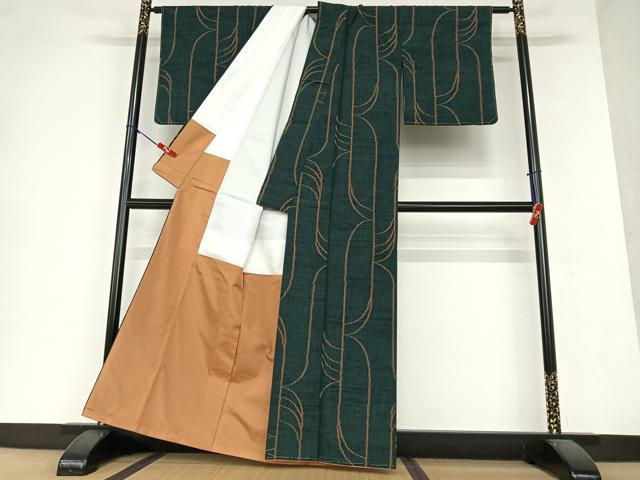 平和屋着物●上質な紬 変わり縞 正絹 逸品 未使用 AAAY0087zg