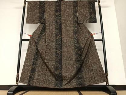 平和屋着物●上質な紬 草花文 正絹 逸品 未使用 AAAY0091zg