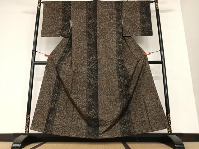 平和屋着物●上質な紬 草花文 正絹 逸品 未使用 AAAY0091zg