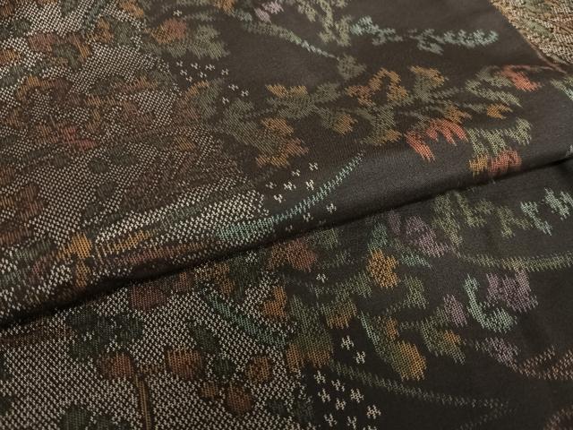 平和屋着物●上質な紬 草花文 正絹 逸品 未使用 AAAY0091zg