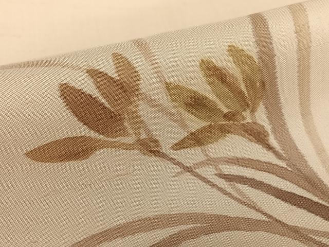 平和屋着物●訪問着 紬地 手描き 草花文 正絹 逸品 AAAY0094zg