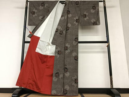 平和屋着物●本場大島紬 カタス９マルキ 草花丸文 正絹 逸品 未使用 AAAY0102zg