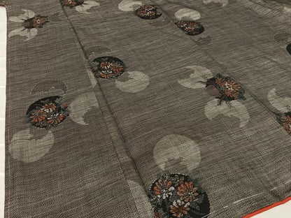 平和屋着物●本場大島紬 カタス９マルキ 草花丸文 正絹 逸品 未使用 AAAY0102zg