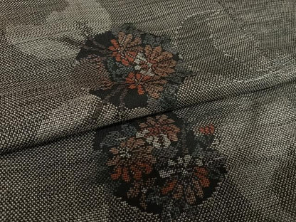 平和屋着物●本場大島紬 カタス９マルキ 草花丸文 正絹 逸品 未使用 AAAY0102zg