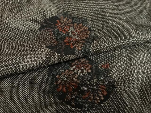平和屋着物●本場大島紬 カタス９マルキ 草花丸文 正絹 逸品 未使用 AAAY0102zg