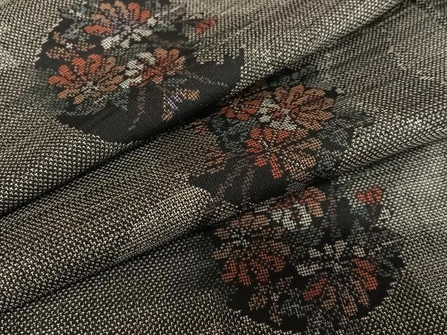 平和屋着物●本場大島紬 カタス９マルキ 草花丸文 正絹 逸品 未使用 AAAY0102zg