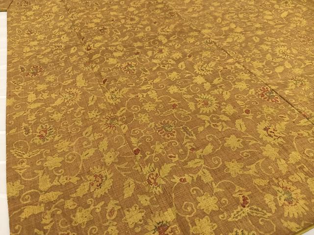 平和屋着物●上質な紬 ろうけつ染め 更紗花文 正絹 逸品 AAAY0103zg