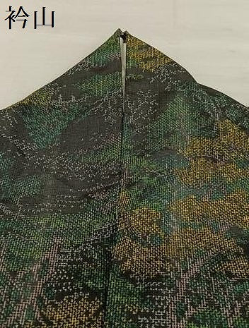 平和屋着物●上質な紬 樹林風景文 黒地 正絹 逸品 AAAY0106zg