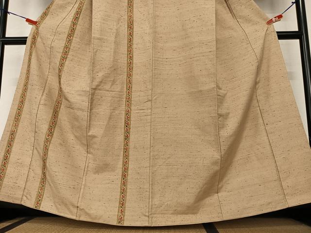平和屋着物●訪問着 紬地 手描き 更紗花間道 正絹 逸品 AAAY0107zg