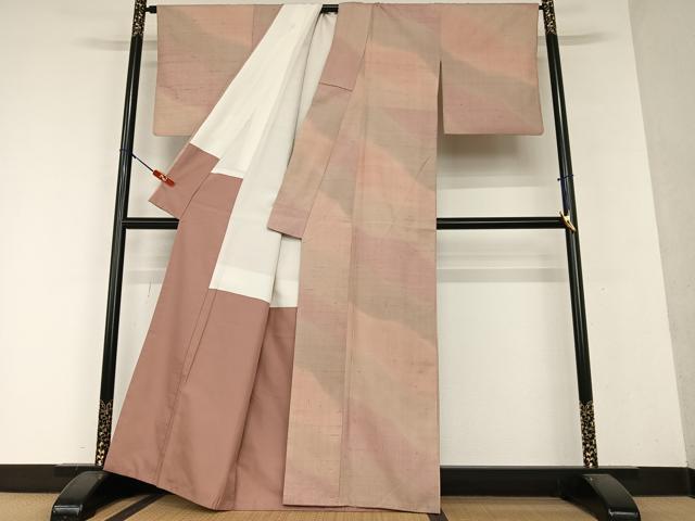 平和屋着物●上質な紬 霞文 暈し染め 正絹 逸品 AAAY0126zg