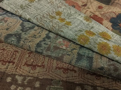 平和屋着物●本場小千谷紬　横段花文　正絹　逸品　AAAY0128zg
