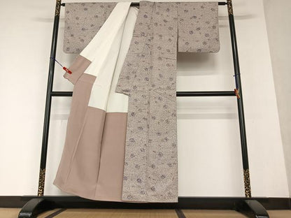 平和屋着物●染色作家 伊砂利彦 型絵染 紬 笹文 暈し染め 正絹 逸品 AAAY0131zg
