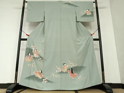 平和屋着物●訪問着 友禅 作家物 清華 童子 草花文 暈し染め 正絹 逸品 AAAY0132zg