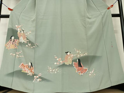 平和屋着物●訪問着 友禅 作家物 清華 童子 草花文 暈し染め 正絹 逸品 AAAY0132zg