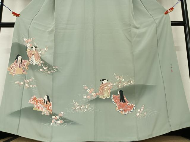 平和屋着物●訪問着 友禅 作家物 清華 童子 草花文 暈し染め 正絹 逸品 AAAY0132zg