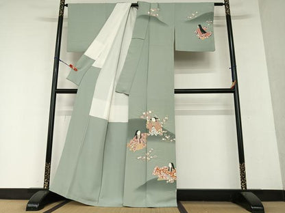 平和屋着物●訪問着 友禅 作家物 清華 童子 草花文 暈し染め 正絹 逸品 AAAY0132zg