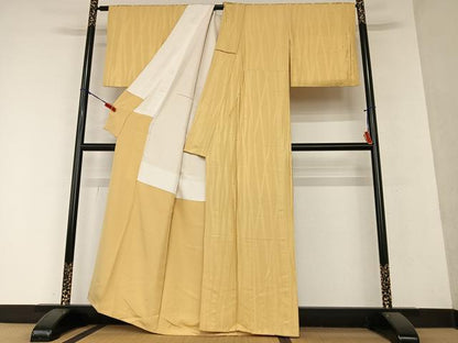 平和屋着物●上質な色無地 竹地紋 甘草色 正絹 逸品 AAAY0133zg