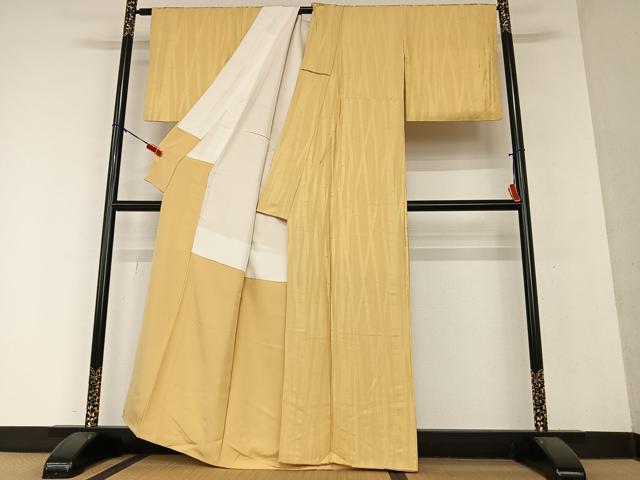 平和屋着物●上質な色無地 竹地紋 甘草色 正絹 逸品 AAAY0133zg