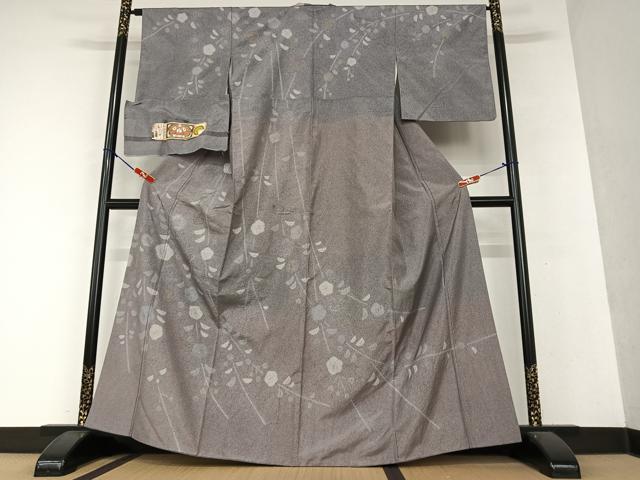 平和屋着物●本場縞大島紬　本場染大島紬　訪問着　枝梅文　金彩　武島織物謹製　証紙付き　正絹　逸品　AAAY0138zg