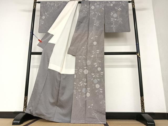 平和屋着物●本場縞大島紬　本場染大島紬　訪問着　枝梅文　金彩　武島織物謹製　証紙付き　正絹　逸品　AAAY0138zg