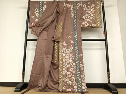 平和屋着物●十日町 名門青柳謹製　訪問着　舞花文　暈し染め　金彩　上代45万円　仮絵羽　正絹　逸品　未使用　AAAY0155zg
