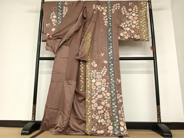平和屋着物●十日町 名門青柳謹製　訪問着　舞花文　暈し染め　金彩　上代45万円　仮絵羽　正絹　逸品　未使用　AAAY0155zg