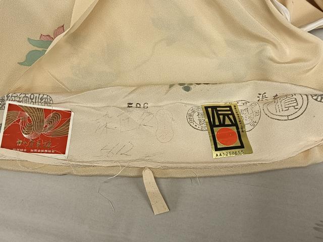 平和屋着物●本加賀友禅作家　小野てる美　訪問着　枝花文　浜ちりめん　仮絵羽　正絹　逸品　未使用　AAAY0156zg