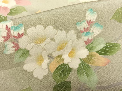 平和屋着物●本加賀友禅作家　鶴見保次　訪問着　枝花文　浜ちりめん　上代110万円　仮絵羽　正絹　逸品　未使用　AAAY0157zg