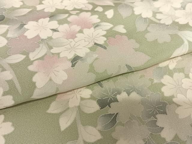 平和屋着物●本加賀友禅作家　鶴見保次　訪問着　枝垂れ桜　暈し染め　仮絵羽　正絹　逸品　未使用　AAAY0162zg