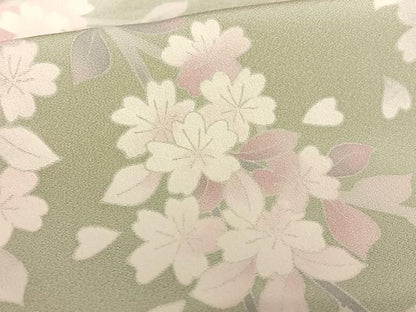 平和屋着物●本加賀友禅作家　鶴見保次　訪問着　枝垂れ桜　暈し染め　仮絵羽　正絹　逸品　未使用　AAAY0162zg