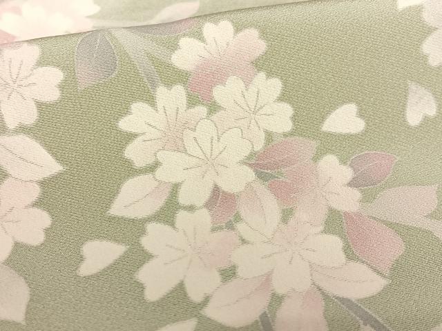 平和屋着物●本加賀友禅作家　鶴見保次　訪問着　枝垂れ桜　暈し染め　仮絵羽　正絹　逸品　未使用　AAAY0162zg