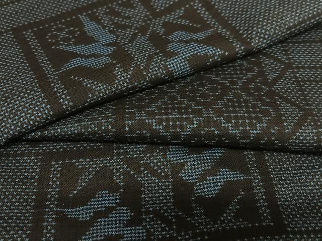 平和屋着物●本場大島紬 一元７マルキ 色紙重ね笹竹文 正絹 逸品 AAAY0167zg